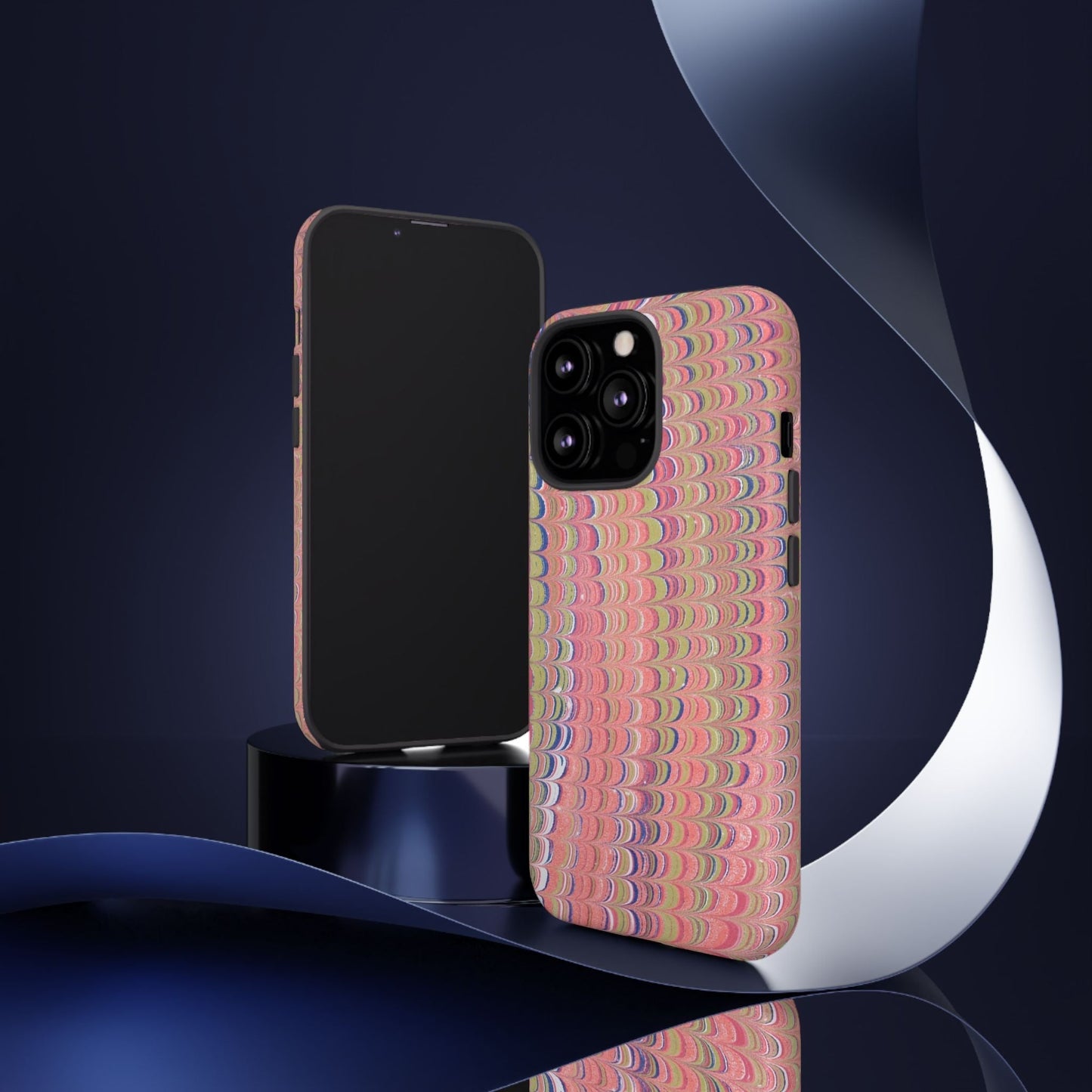 Pink Pastels Feather Marbled Vintage Design iPhone 16 + Samsung + Apple + Google - 2 finishes