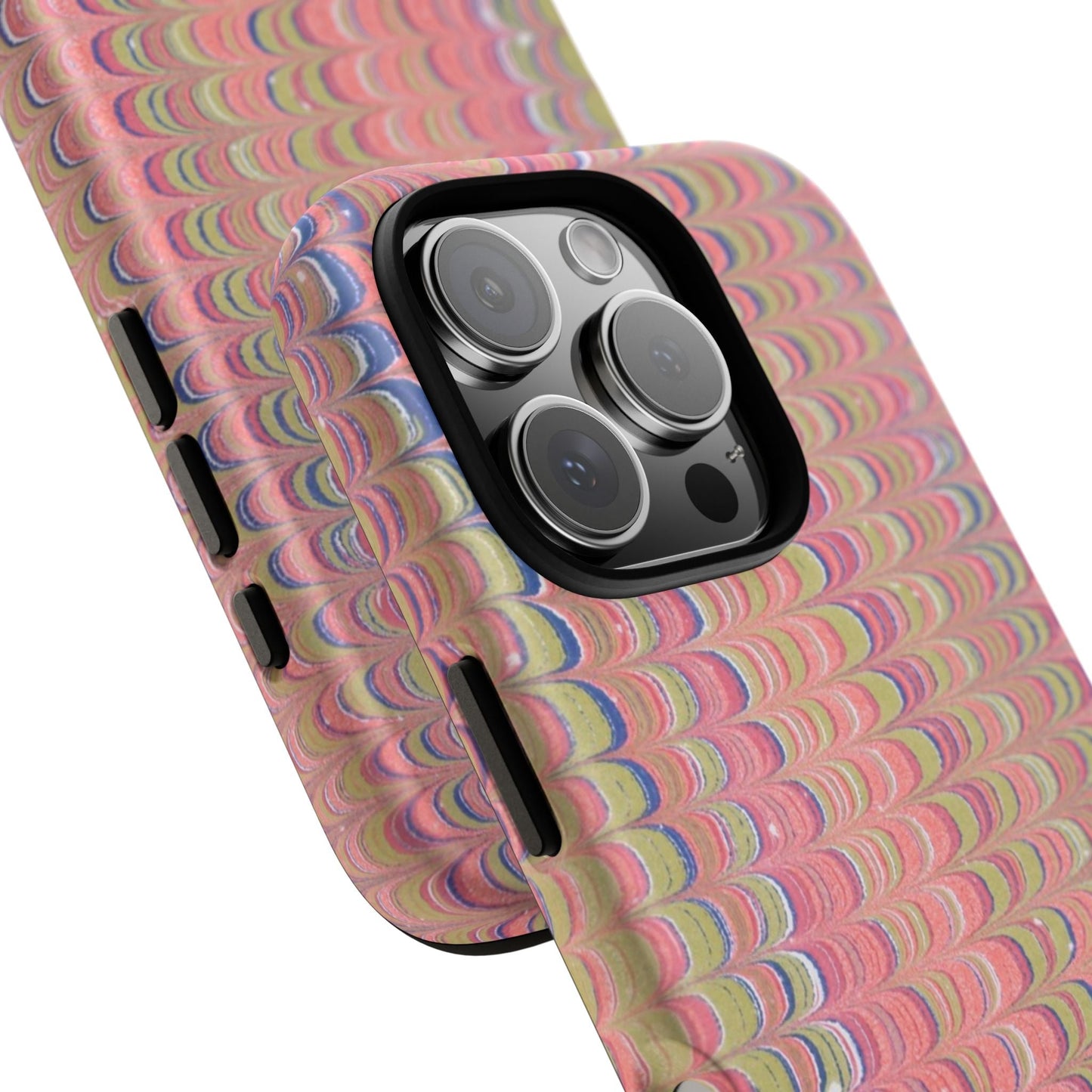 Pink Pastels Feather Marbled Vintage Design iPhone 16 + Samsung + Apple + Google - 2 finishes