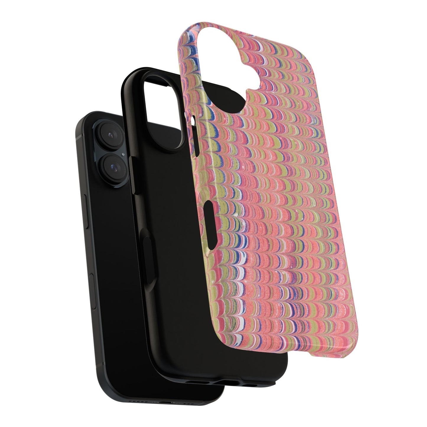 Pink Pastels Feather Marbled Vintage Design iPhone 16 + Samsung + Apple + Google - 2 finishes