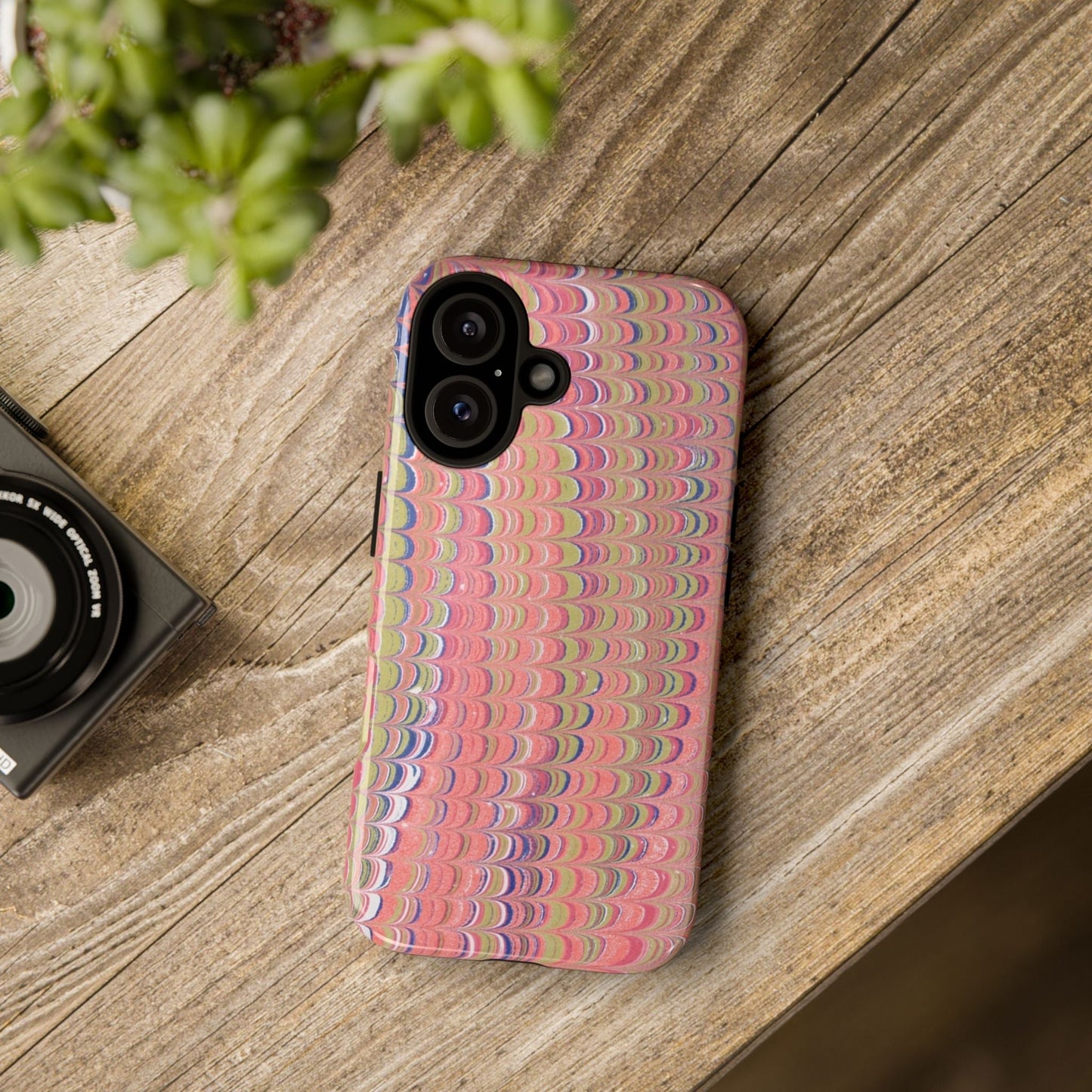 Pink Pastels Feather Marbled Vintage Design iPhone 16 + Samsung + Apple + Google - 2 finishes